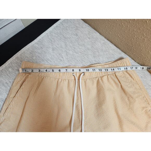 J Crew Men's Orange White Striped Hi Rise Elastic Waist Swim Shorts Size Large - Picture 5 of 7